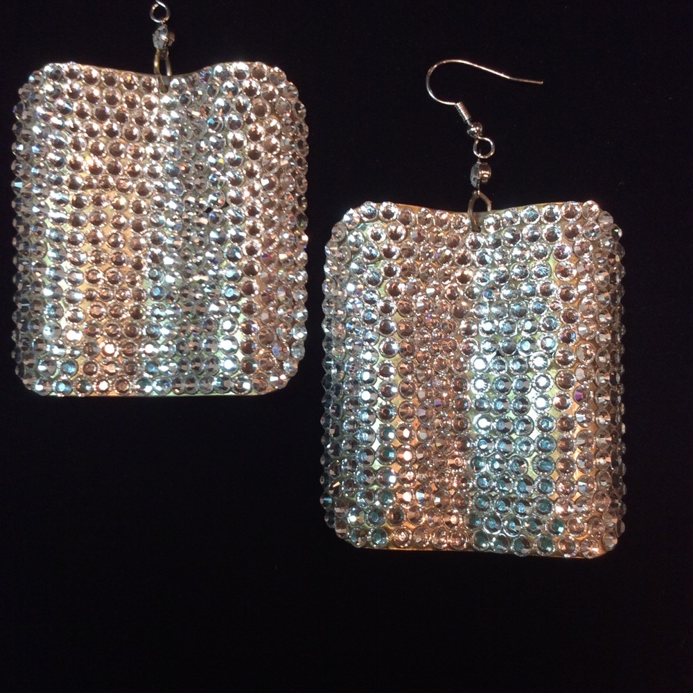 New Amazing Rhinestone 3” Earrings - Picture 2 of 5
